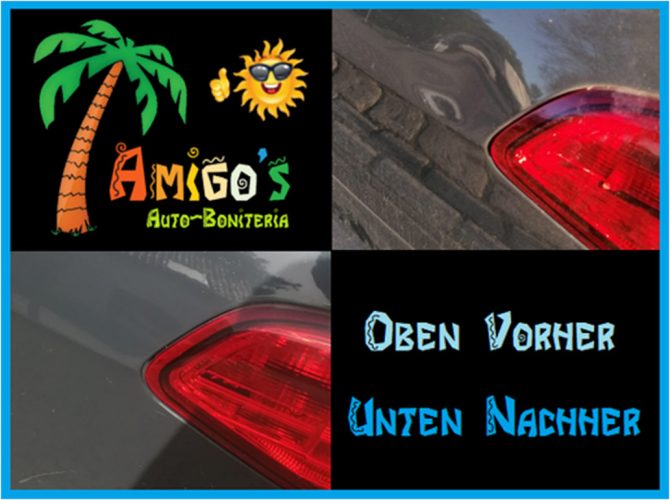 Dellenentferung an der Heckklappe eines VW Golf Kombi vorher nachher vergleich